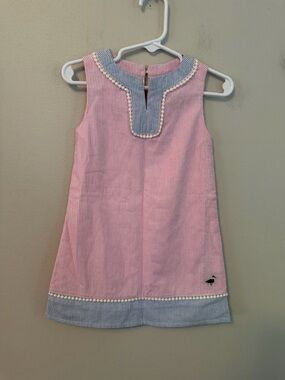 Properly Tied Pink and Blue Trim Sleeveless Girls' Dress